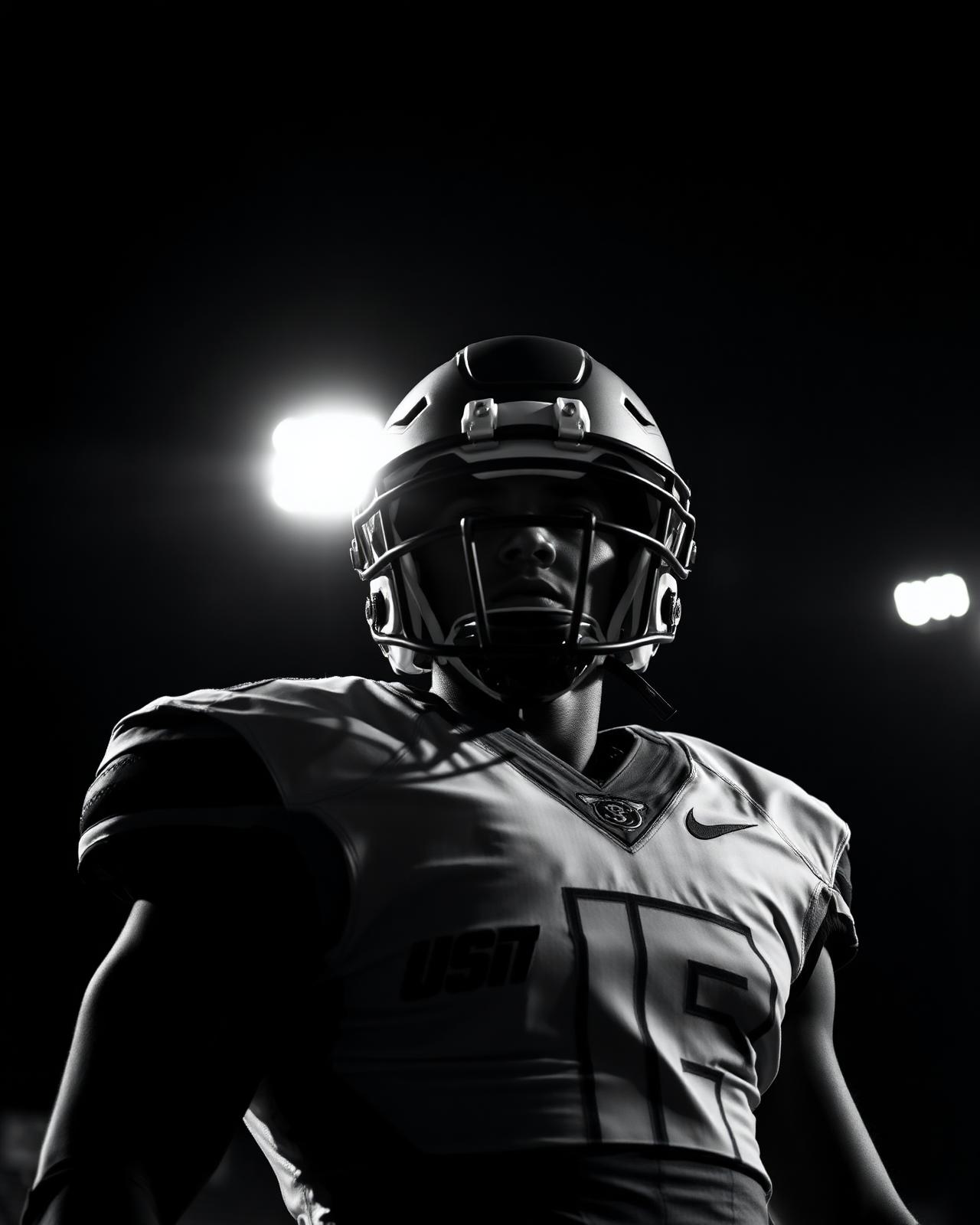 Athlete under stadium lights